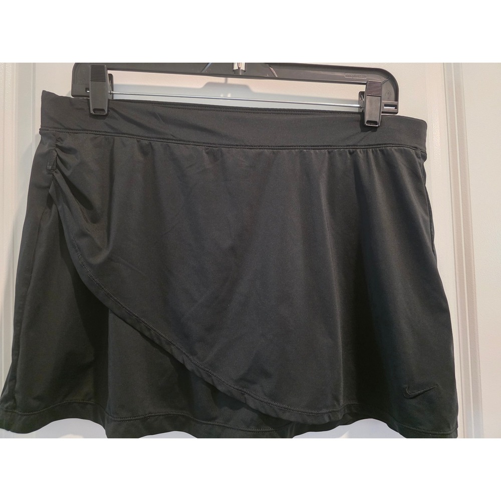 Women's sz M Nike Fit Dry Black Athletic‎ Tennis Skort Wrap Front Summer